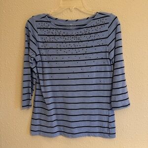 Talbots blue striped boatneck top